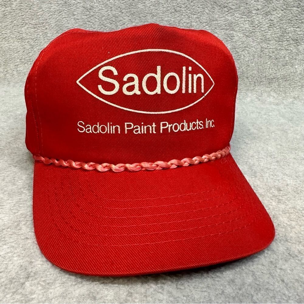 Sadolin Paint Products Hat‎ Cap Red 5 Panel Rope Brim Zipper Back That Hat VTG